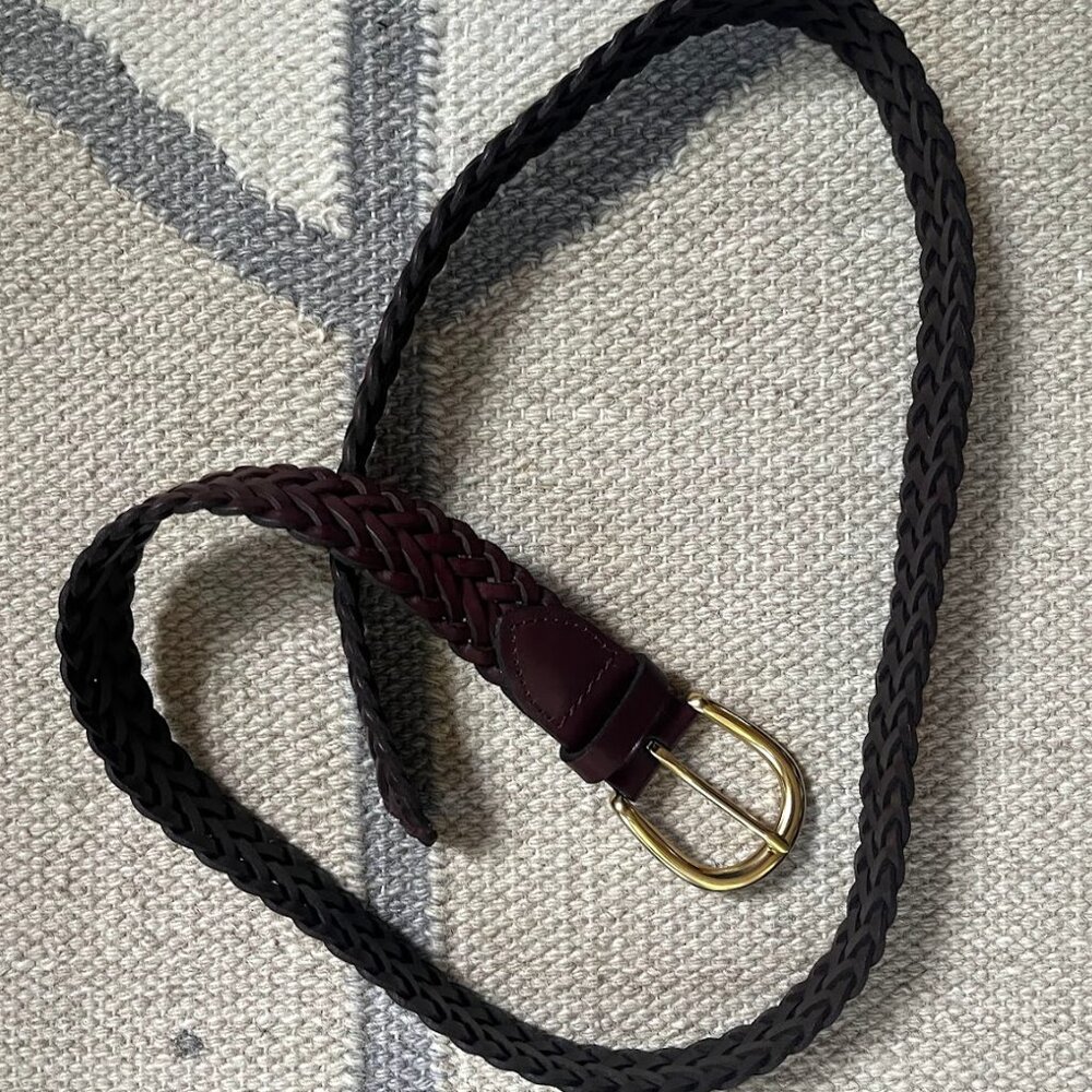 Quince Josie European Leather Braided Belt Espresso Brown